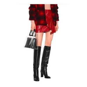 Jimmy Choo Women's Madalie 80 Black Leather Knee High Block-Heel Boots Size 37